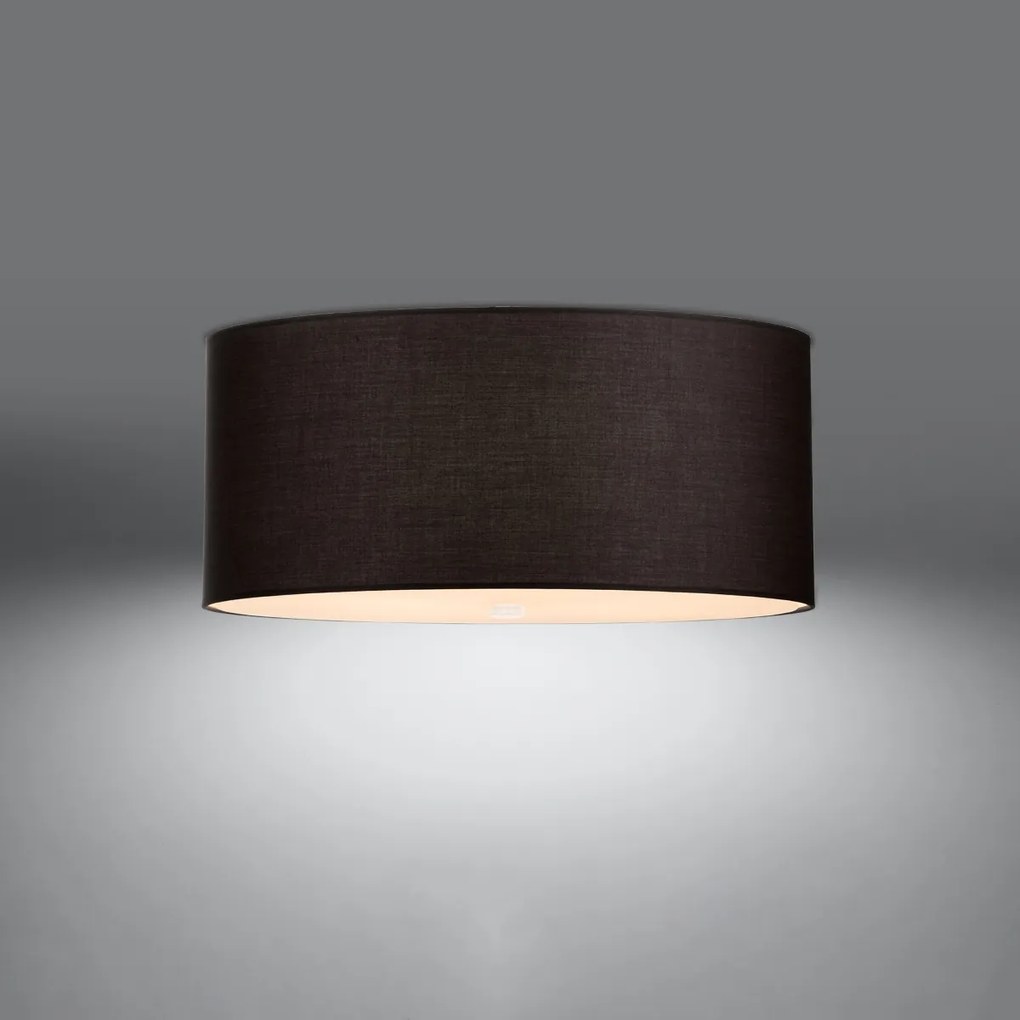 Stropné svietidlo Otto, 1x čierne textilné tienidlo, (biele sklo), (fi 70 cm)