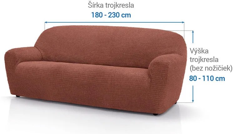 Super strečové poťahy RUBINIA tehlová trojkreslo (š. 180 - 230 cm)