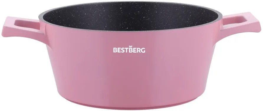 BestBerg BBN-1014P 14-dielna prémiová súprava riadu s nepriľnavým mramorovým povrchom / ružová