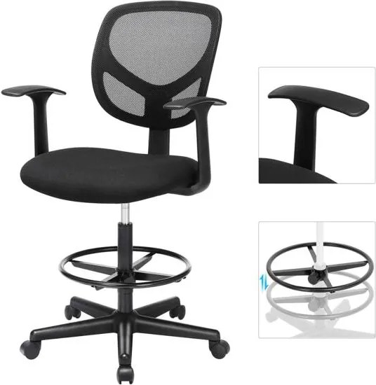 Ergonomická kancelárska stolička s podrúčkami, čierna