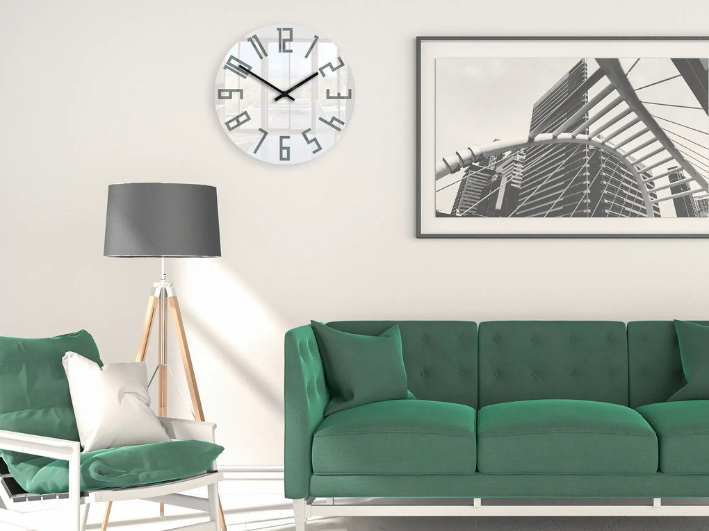 Nástenné hodiny Slim 32 cm biele/sivé