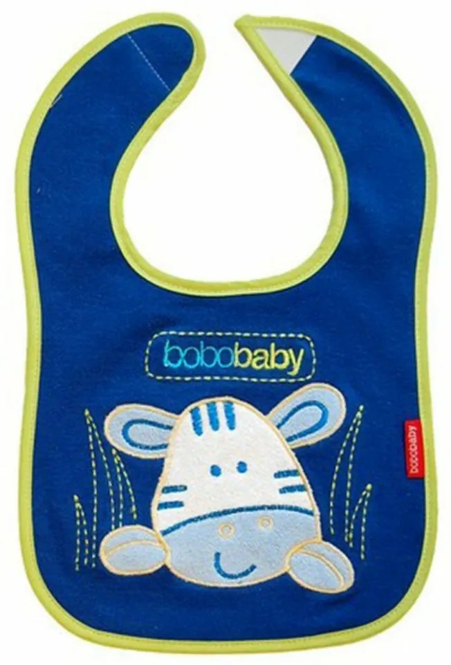 BOBO BABY Trojvrstvový bavlnený podbradník Zebra - modrý