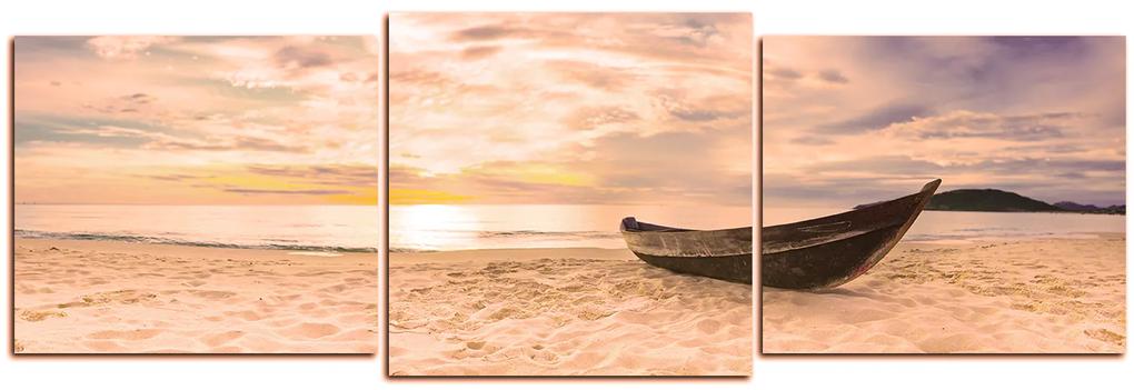Obraz na plátne - Čln na pláži - panoráma 551FD (120x40 cm)