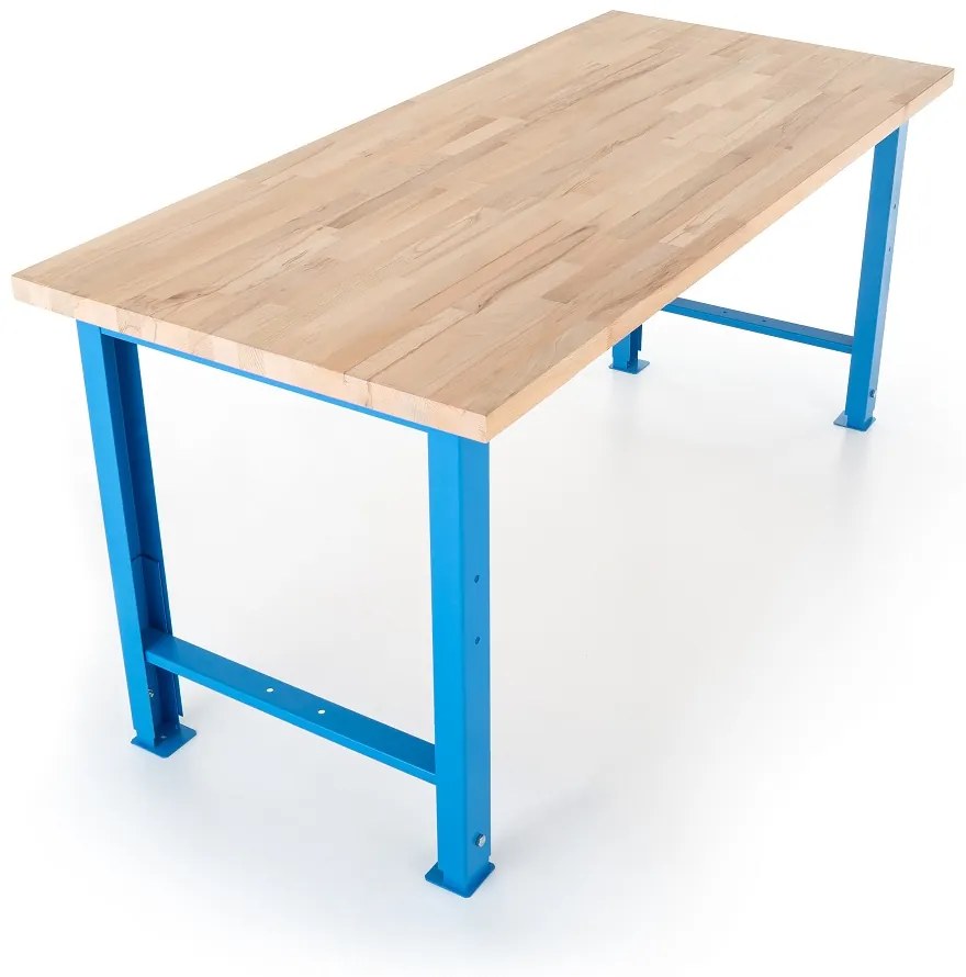 Výškovo nastaviteľný dielenský stôl Basic 170 x 80 cm, modrá