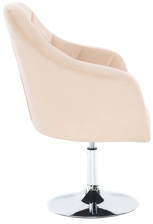LuxuryForm DESIGN Kreslo ROMA VELUR na striebornom tanieri - krémové