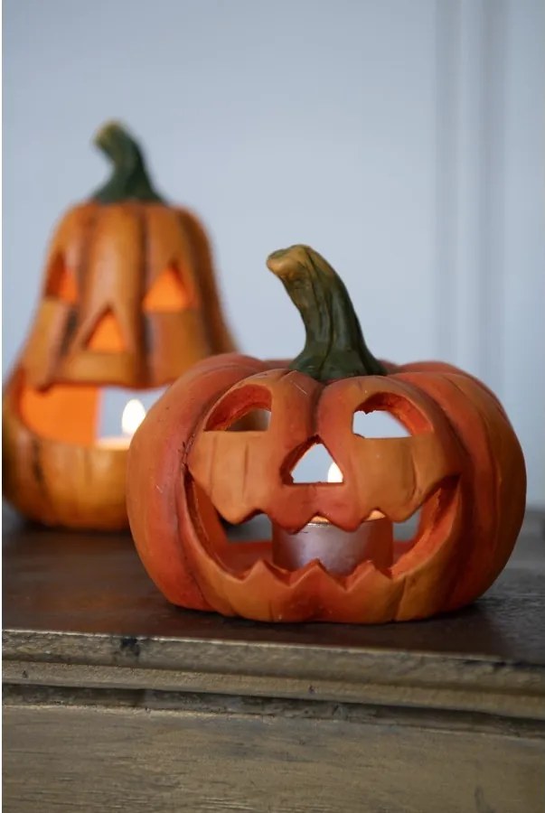 Oranžová keramická dekorácia tekvice Halloween - Ø 13*12 cm