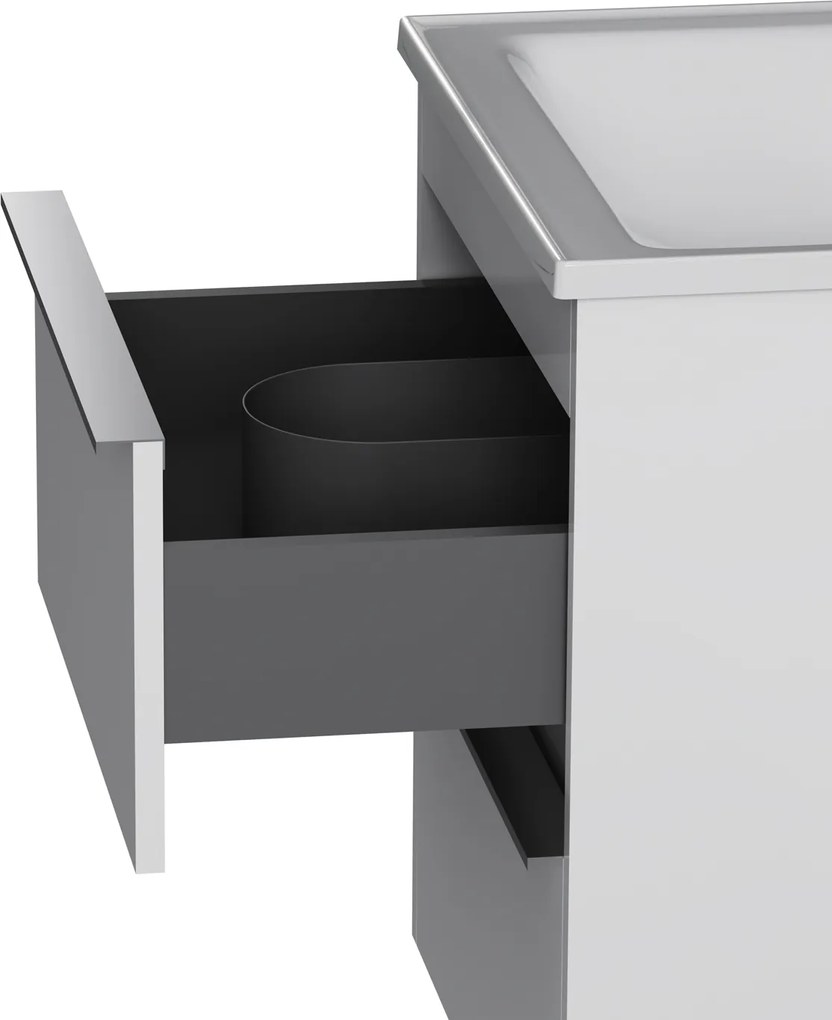 Skrinka s umývadlom 55 AM.PM Hit MTAFHX0552WG závesná, 2 zásuvky, lesklá biela