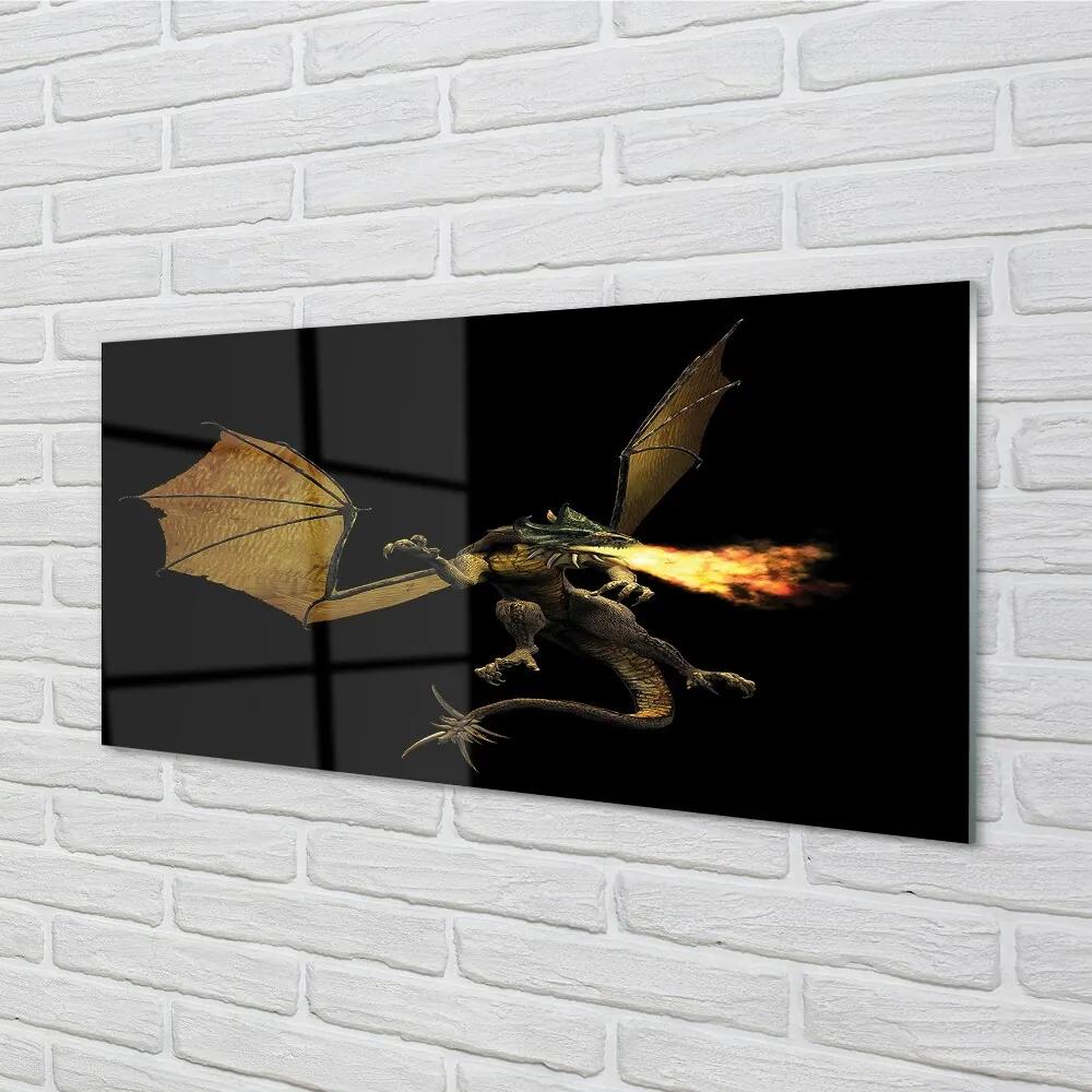 Sklenený obraz ohnivého draka 100x50 cm
