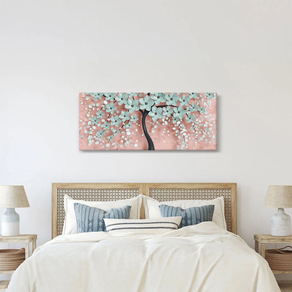 Obraz - Pastelovo modré kvety (120x50 cm)