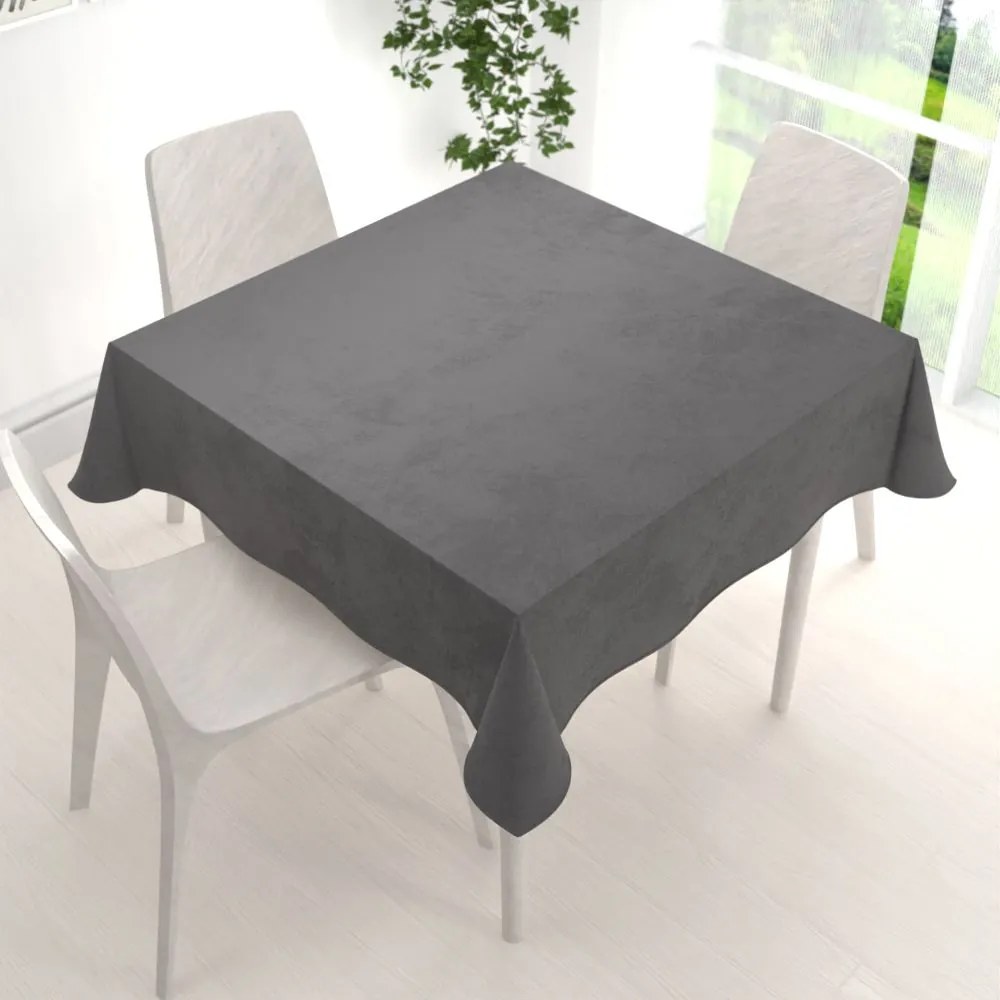 Biante Veľký zamatový štvorcový obrus Velvet Prémium SVP-017 Tmavo sivý 180x180 cm