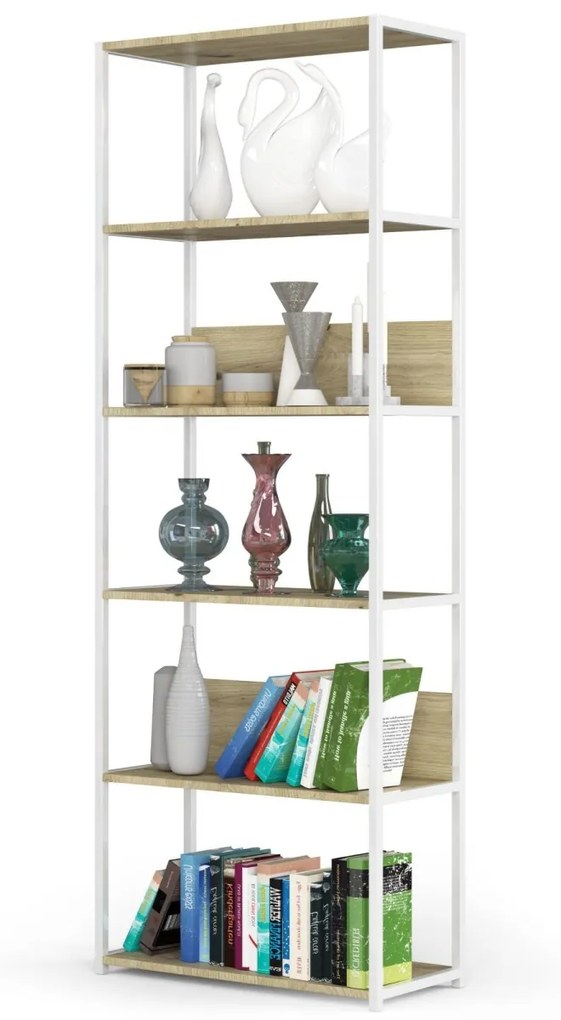 Regál LOFT 70 cm biely/dub remeselný