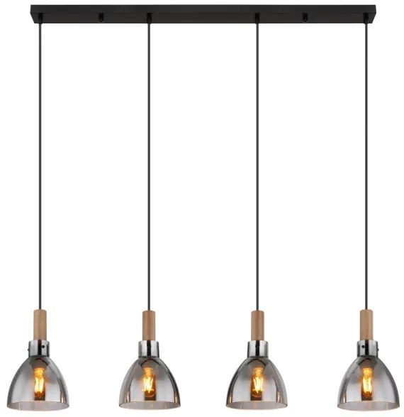 Globo 15550-4H - Luster na lanku MATTEA 4xE27/6W/230V čierna/dymová