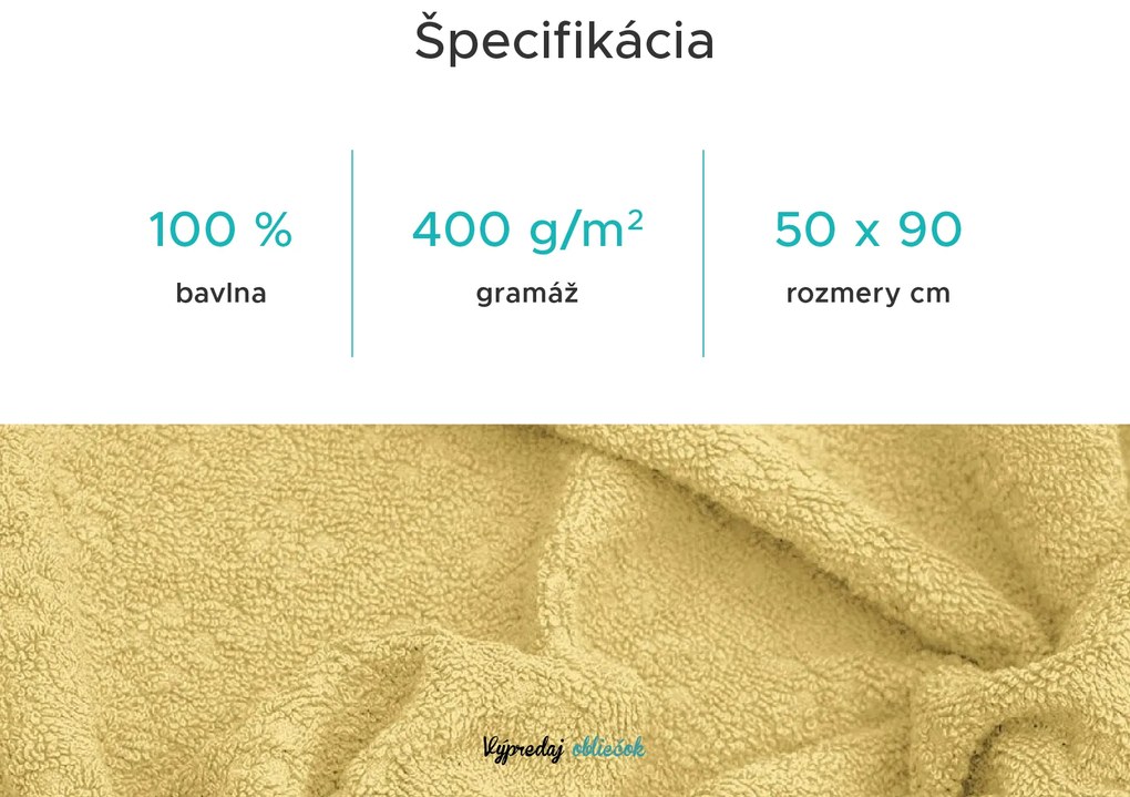 Uterák Basic 50 x 90 cm žltý, 100% bavlna
