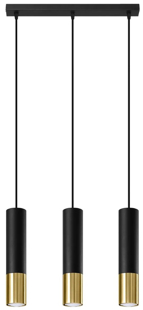 Závesné svietidlo Loopez, 3x čierne kovové tienidlo, g