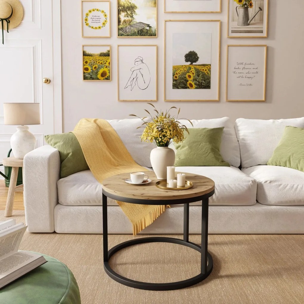 KONFERENČNÝ STOLÍK LEONARDO DUB ARTISAN / ČIERNY 60 cm