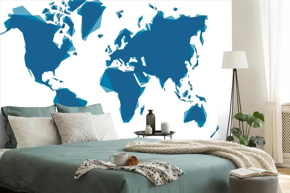 Samolepiaca tapeta modrá abstraktná mapa sveta - 375x250