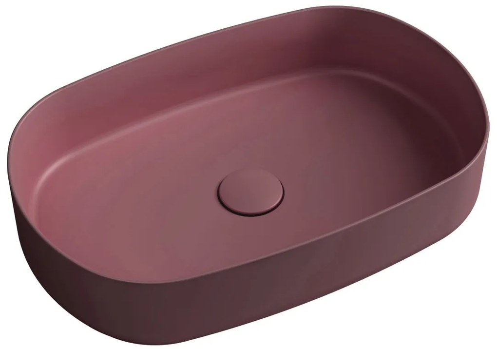 Sapho Sapho, INFINITY OVAL keramické umývadlo na dosku, 55x36 cm, matná Maroon Red, 10NF65055-2R