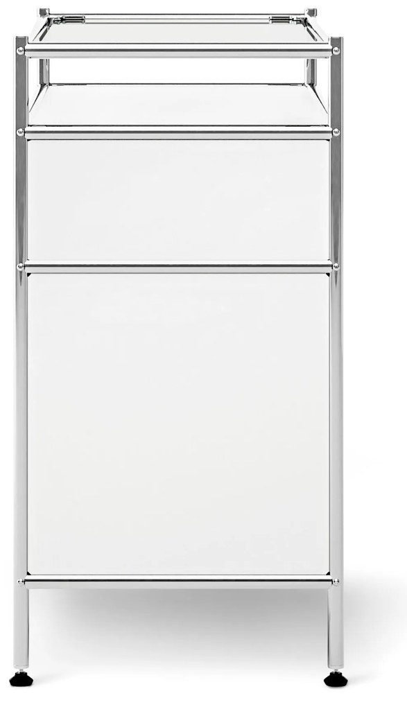 Kovový konzolový stolík »CN3« s výklopným priečinkom a zásuvkou, biely