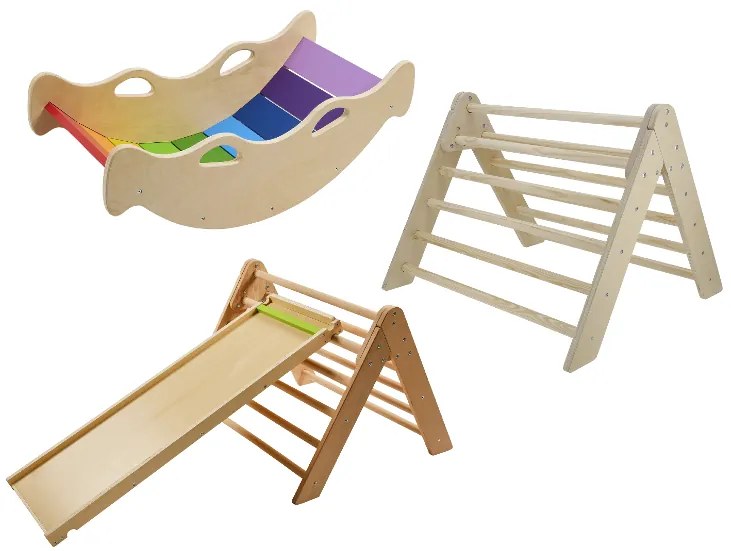 lupilu®  Balančná hojdačka Premium + Trojuholníková preliezka Premium + Rebrík a šmýkačka 2 v 1 Premium  (800011211)