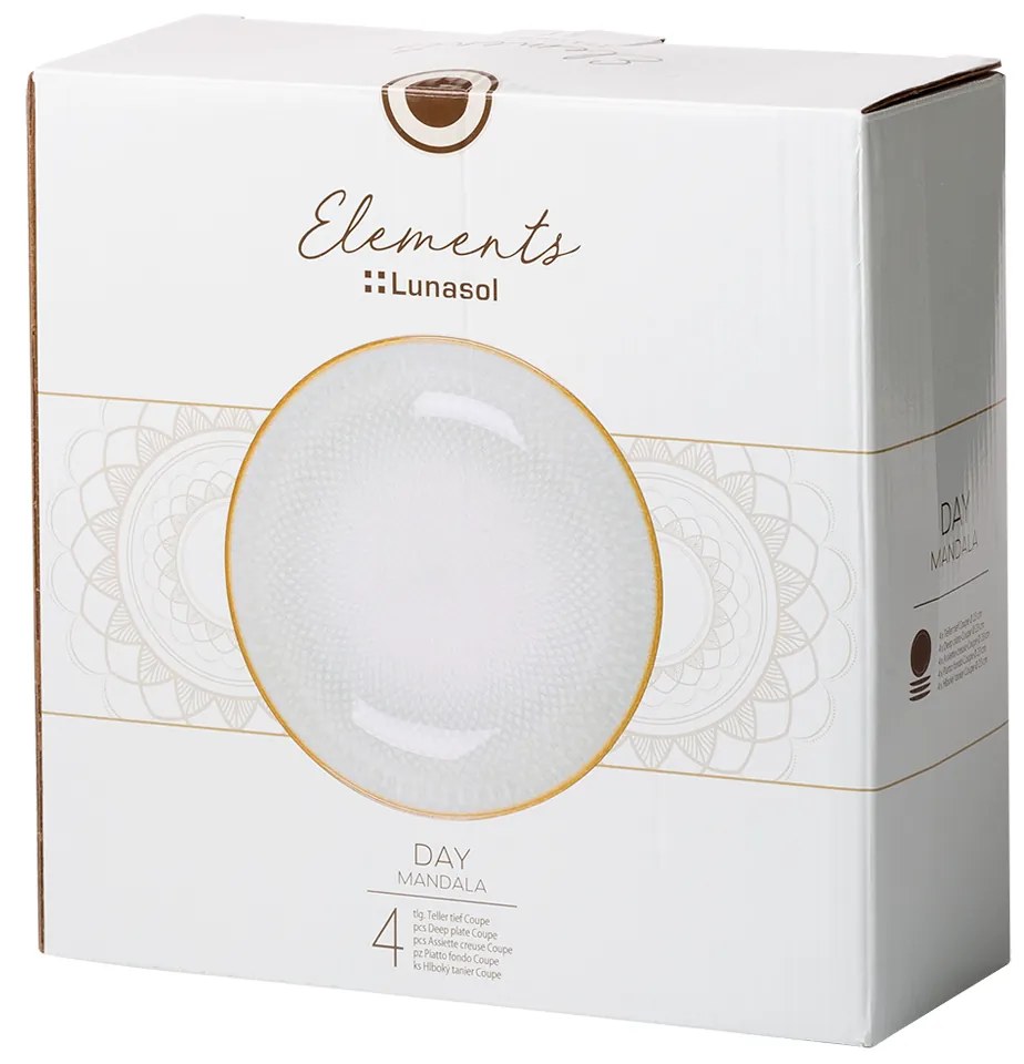 Tanier hlboký Coupe 23 cm set 4 ks - Elements Day Mandala - 492518