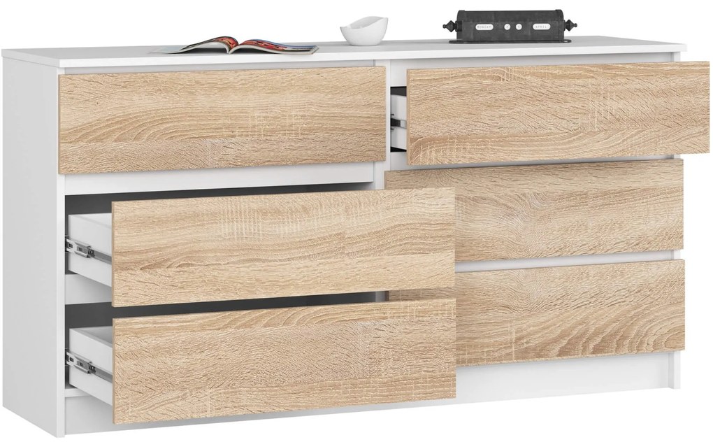 Komoda Rollo K 140 cm biela/dub sonoma