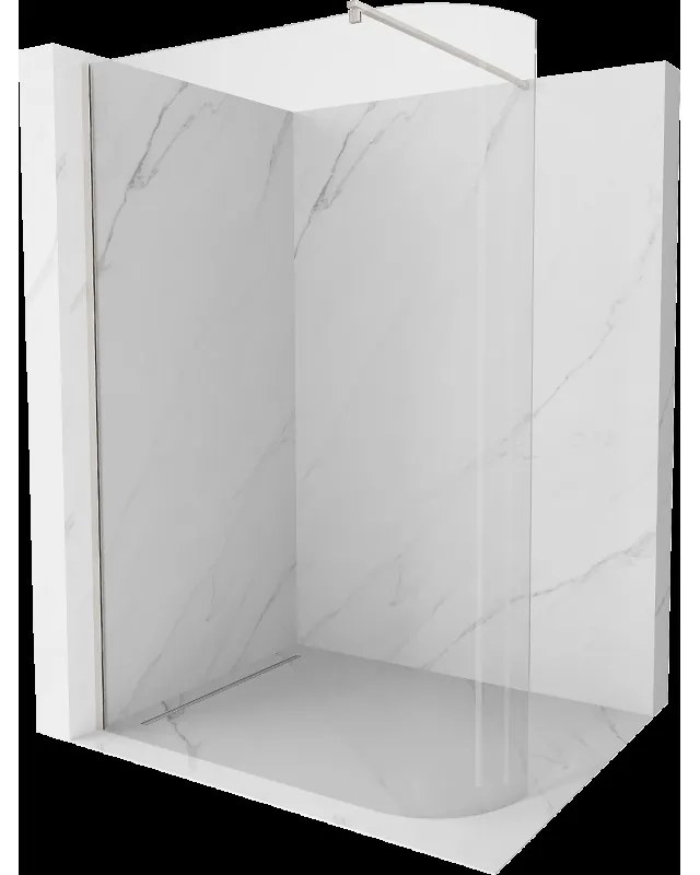 Mexen Kioto zaoblená sprchová stěna Walk-in 120 x 200 cm, transparentní 8 mm, kartáčovaný nikl - 800-120-101-97-06