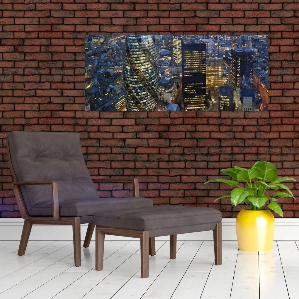 Obraz - Večerná panoráma Londýna (120x50 cm)