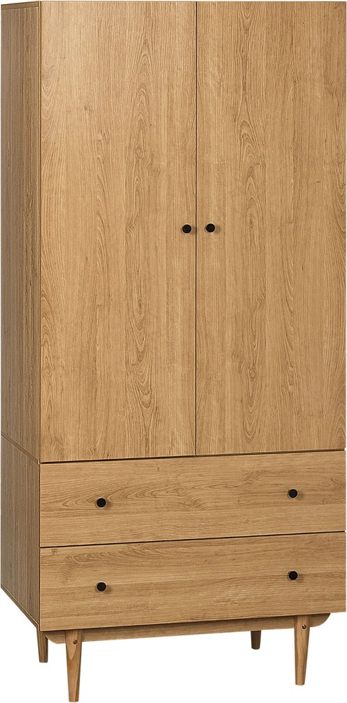 HOMCOM Detský Šatník so 2 Dverami a 2 Zásuvkami - 80 x 52 x 180 cm - S Dreveným Povrchom | Aosom