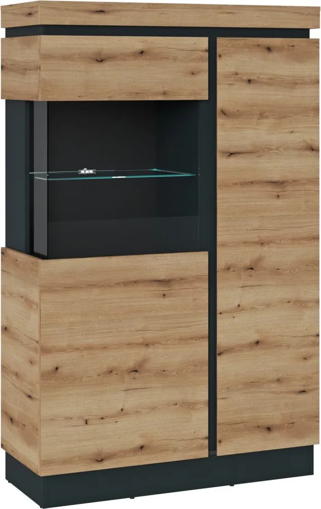 Nízká vitrína Corte, dub coast/tmavo šedá