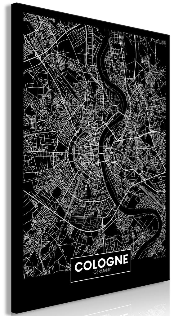 Artgeist Obraz - Dark Map of Cologne (1 Part) Vertical Veľkosť: 60x90, Verzia: Premium Print