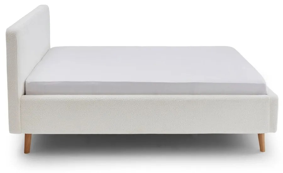 Biela čalúnená dvojlôžková posteľ s úložným priestorom s roštom 180x200 cm Mattis - Meise Möbel