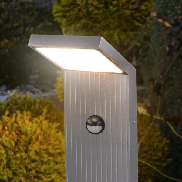 Brilagi - LED vonkajšia lampa so senzorom RIANO LED/8W/230V strieborná IP65 80 cm