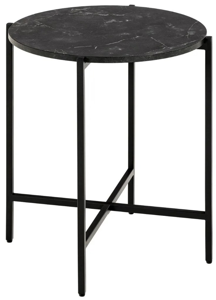 Odkladací stolík Lamoine 40 cm čierny/čierny mramor