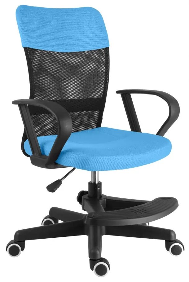 Detská stolička Neoseat MONKEY s podnožou — látka, čierna / svetlo modrá