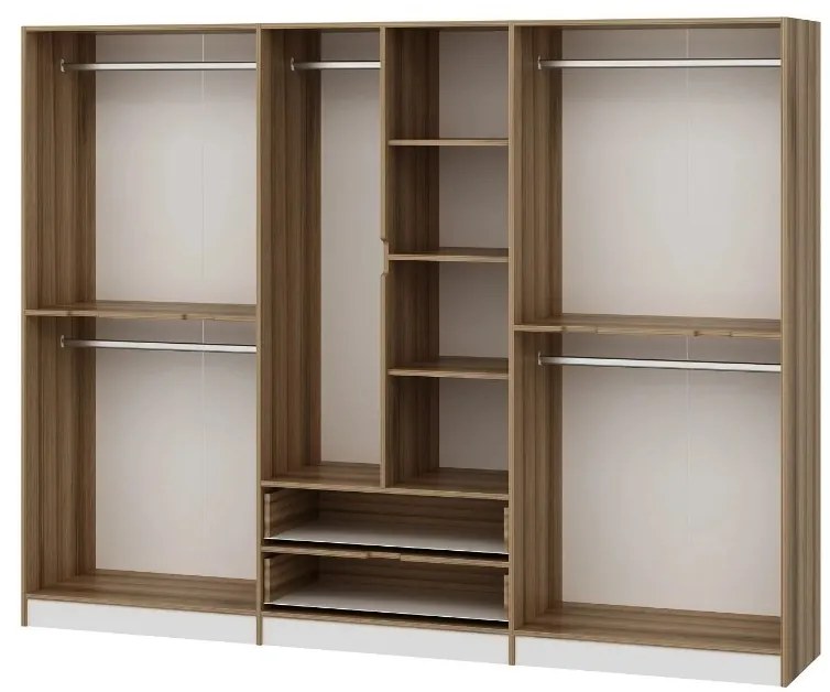 Šatníková skriňa Elina 270 cm biela/orech