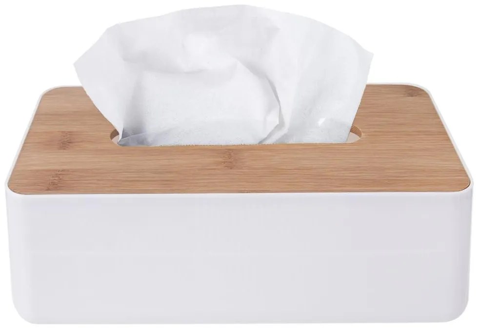 Box na papierové vreckovky, bambus, biely, WHITNEY