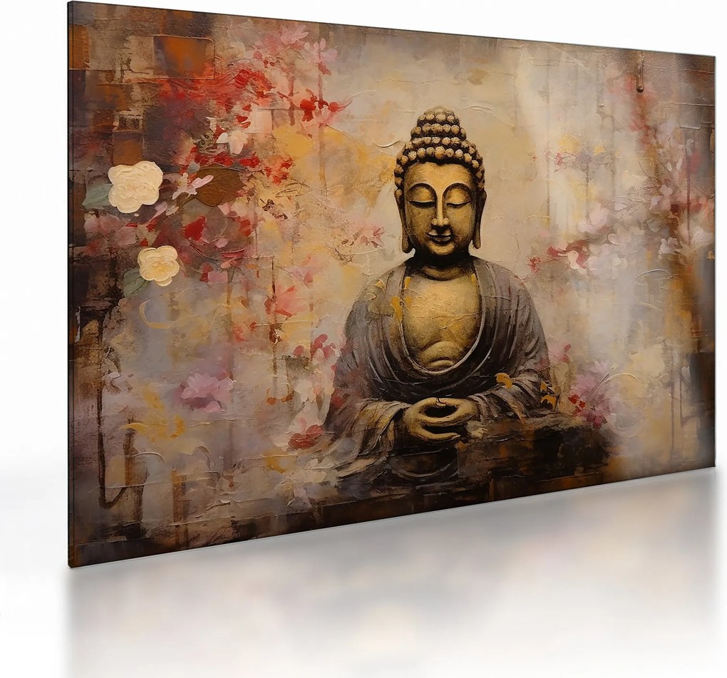 Sklenený obraz - Budha, maľba (70x50 cm)