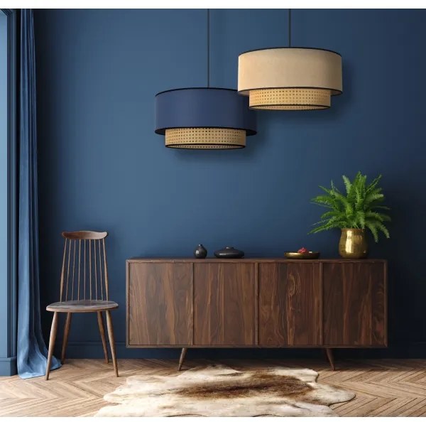 Duolla - Luster na lanku BOHO 1xE27/15W/230V pr. 45 cm béžová/ratan