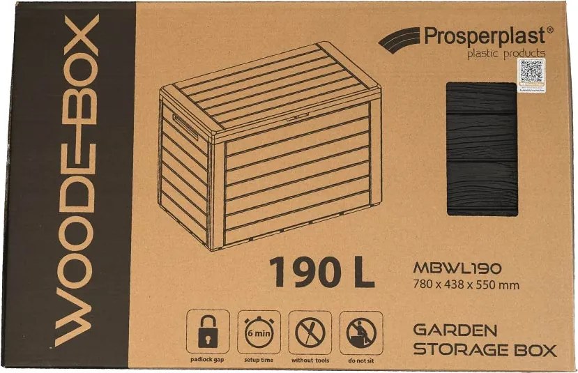 Záhradný box WOODEBOX 190 l - antracit 78 cm PRMBWL190-S433