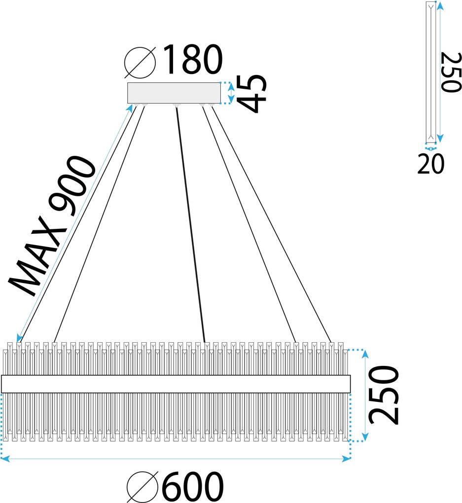 Toolight Toolight, LED stropné svietidlo 60cm, 58W, 4000K, APP1516-CP60, chrómová, OSW-03264