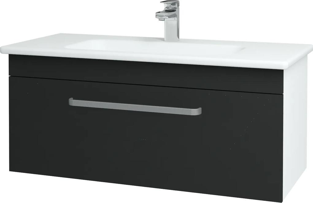 Dřevojas - Koupelnová skříň ASTON SZZ 100 - N01 Bílá lesk / Úchytka T01 / L03 Antracit vysoký lesk (137540A)