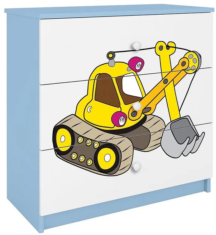 Detská komoda  Babydreams modrá – Rýpadlo