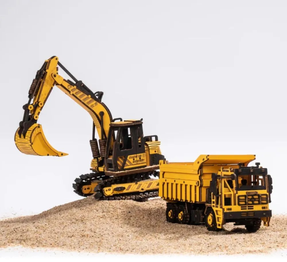 Robotime Rokr 3D dřevěné puzzle Bagr 395 ks