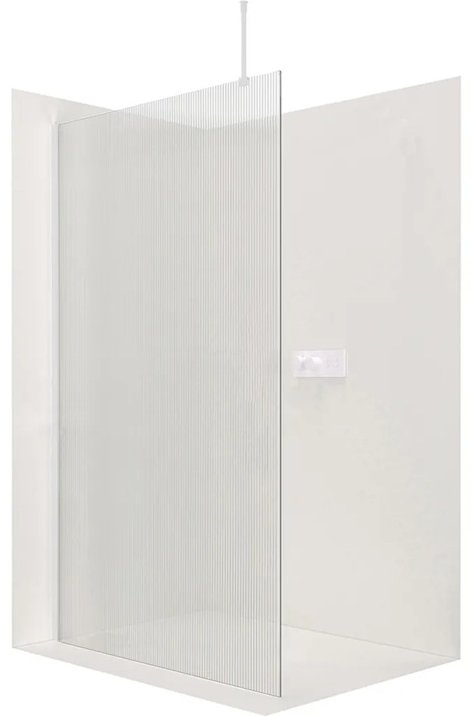 CERANO - Sprchová zástena Walk-in Onyx Top L/P - guľatá vzpera - biela matná, ryhované sklo - 100x200 cm, CER-CER-8050BD1557