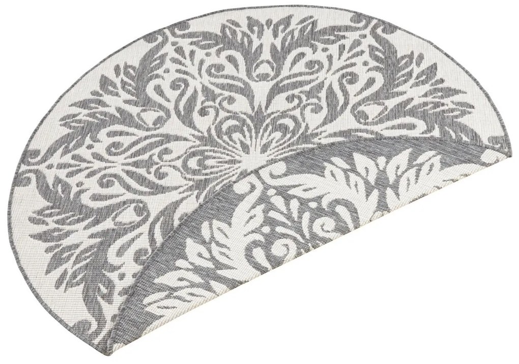 NORTHRUGS - Hanse Home koberce Kusový koberec Twin Supreme 103416 Madrid grey creme – na von aj na doma - 140x140 (priemer) kruh cm