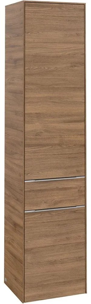 VILLEROY &amp; BOCH Subway 3.0 závesná vysoká skrinka, 2 dvierka + 1 zásuvka, pánty vľavo, 400 x 362 x 1710 mm, Oak Kansas, C59000RH