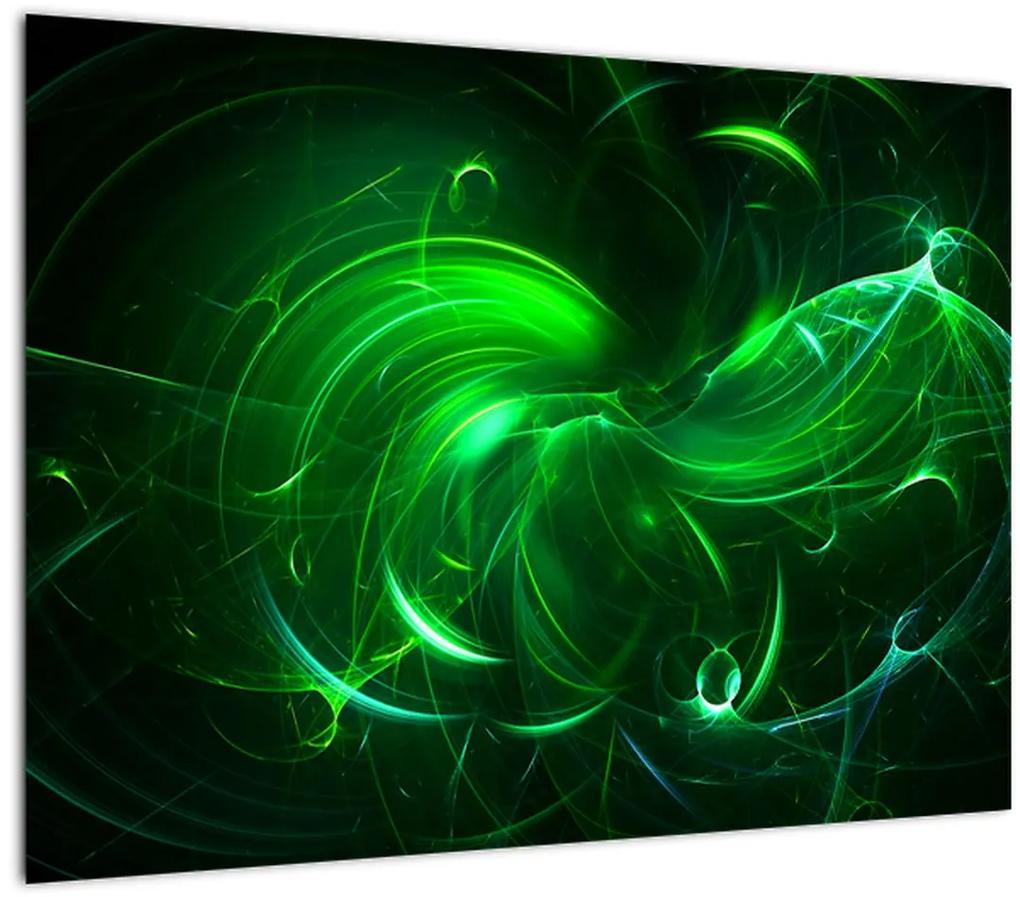 Sklenený obraz - zelená abstrakcia (70x50 cm)