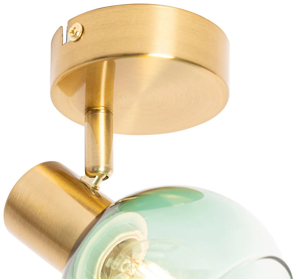 Art Deco bodové svetlo zlaté so zeleným sklom - Vidro