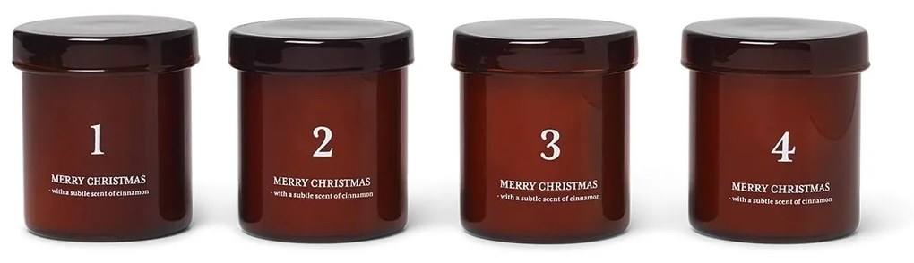 ferm LIVING Vonné adventné sviečky v skle Brown - set 4 ks