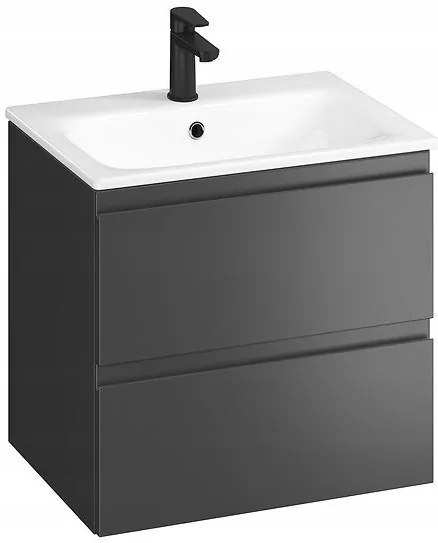 Cersanit Moduo SET, závesná skrinka 60x45x57 cm + umývadlo 60cm, antracitová matná, S801-472-DSM